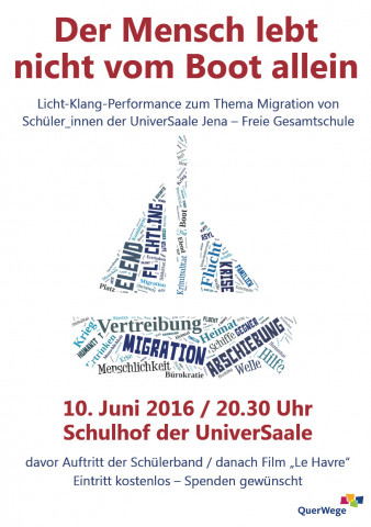 Plakat zur Performance "Der Mensch lebt nicht vom Boot allein"